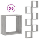 vidaXL 6 db szürke sonoma fali kockapolc 30 x 15 x 30 cm