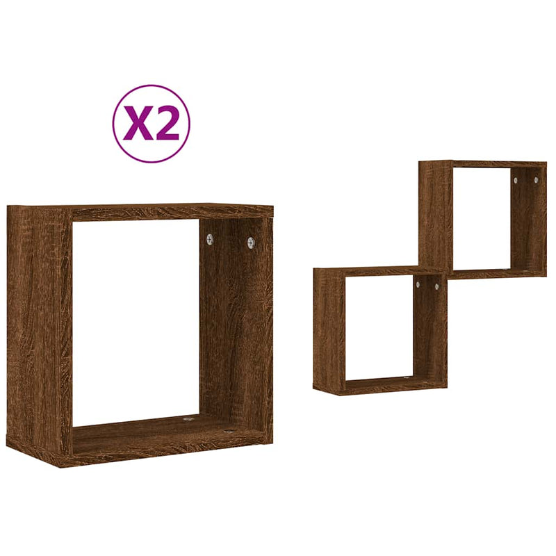 vidaXL 2 db barna tölgy színű fali kockapolc 30 x 15 x 30 cm