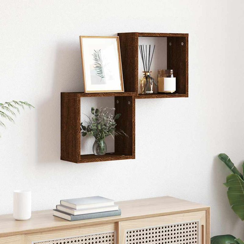 vidaXL 2 db barna tölgy színű fali kockapolc 30 x 15 x 30 cm