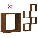 vidaXL 4 db barna tölgy színű fali kockapolc 30 x 15 x 30 cm