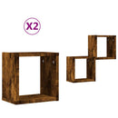 vidaXL Falpolcok polcokkal 2 pcs Füstölt tölgy 26 x 15 x 26 cm Faanyag