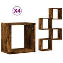vidaXL Falpolcok polcokkal 4 pcs Füstölt tölgy 26 x 15 x 26 cm Faanyag
