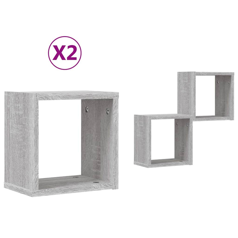 vidaXL Falpolcok tárolóval 2 pcs Szürke 26 x 15 x 26 cm Faanyag