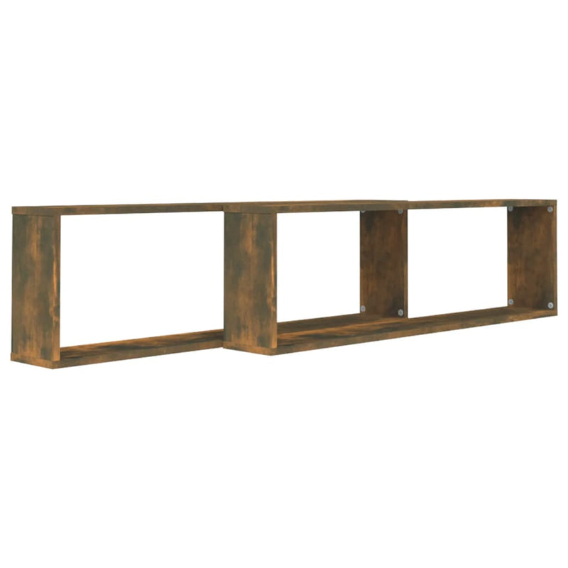 vidaXL 2 db füstös tölgy színű szerelt fa fali kockapolc 100x15x30 cm