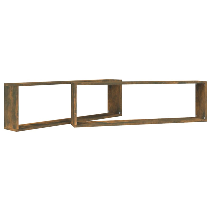 vidaXL 2 db füstös tölgy színű szerelt fa fali kockapolc 100x15x30 cm