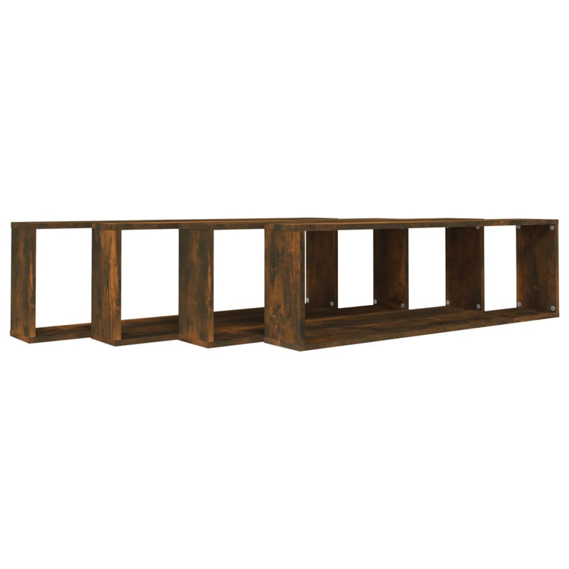vidaXL 4 db füstös tölgy színű szerelt fa fali kockapolc 100x15x30 cm