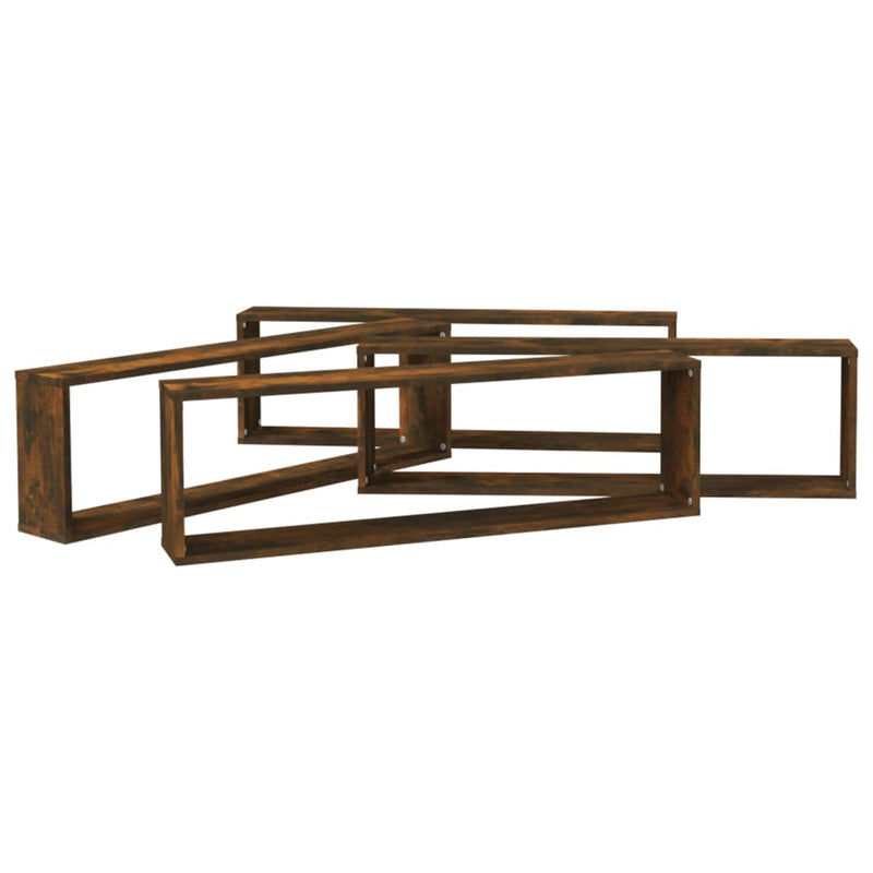 vidaXL 4 db füstös tölgy színű szerelt fa fali kockapolc 100x15x30 cm