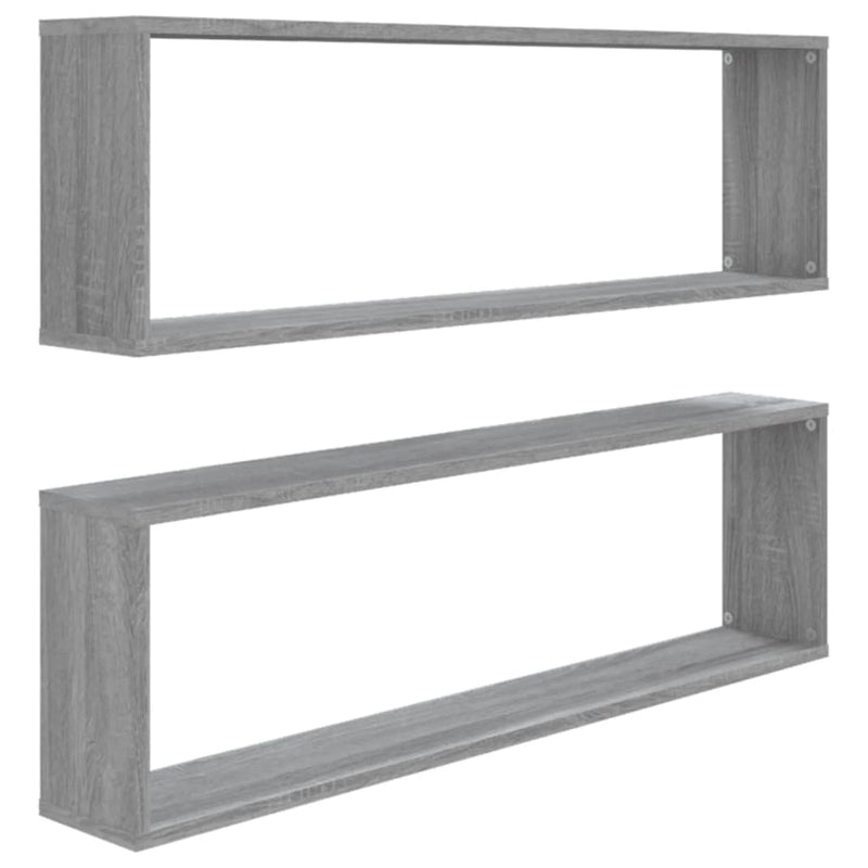 vidaXL 2 db szürke sonoma színű szerelt fa fali kockapolc 100x15x30 cm