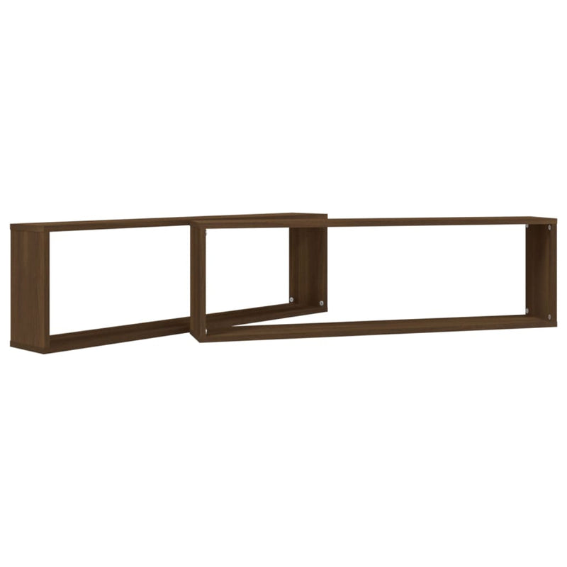 vidaXL 2 db barna tölgyszínű szerelt fa fali kockapolc 100x15x30 cm