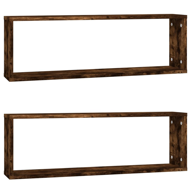 vidaXL 2 db füstös tölgy színű szerelt fa fali kockapolc 80x15x26,5 cm