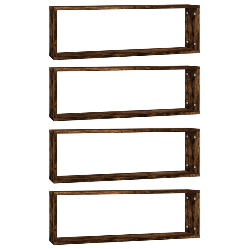 vidaXL 4 db füstös tölgy színű szerelt fa fali kockapolc 80x15x26,5 cm