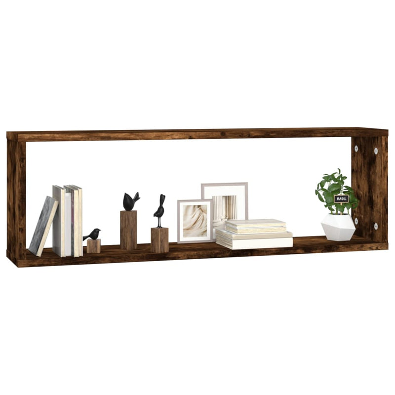 vidaXL 4 db füstös tölgy színű szerelt fa fali kockapolc 80x15x26,5 cm