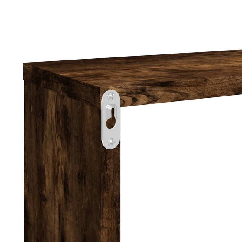 vidaXL 4 db füstös tölgy színű szerelt fa fali kockapolc 80x15x26,5 cm