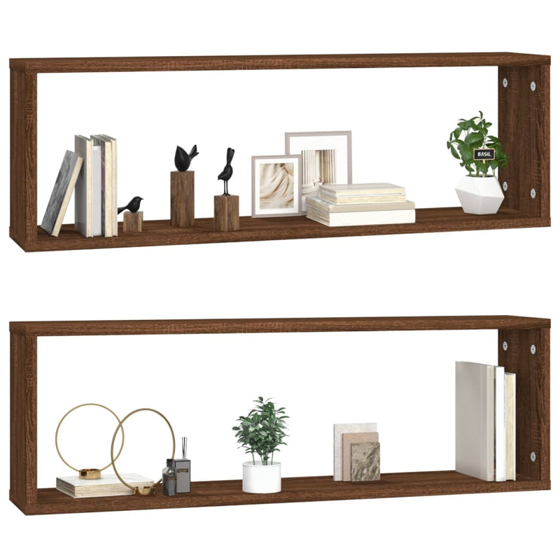 vidaXL 2 db barna tölgyszínű szerelt fa fali kockapolc 80x15x26,5 cm