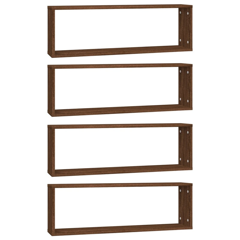 vidaXL 4 db barna tölgyszínű szerelt fa fali kockapolc 80x15x26,5 cm