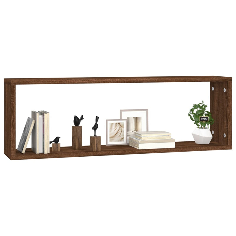 vidaXL 4 db barna tölgyszínű szerelt fa fali kockapolc 80x15x26,5 cm