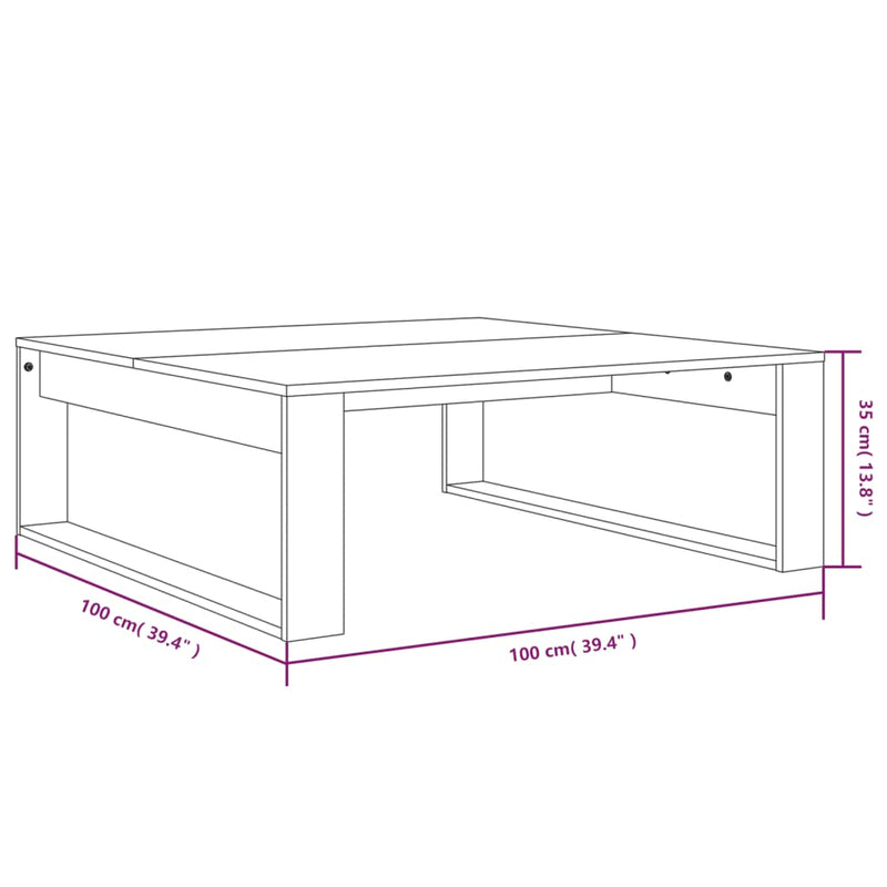 vidaXL szürke sonoma színű szerelt fa dohányzóasztal 100 x 100 x 35 cm