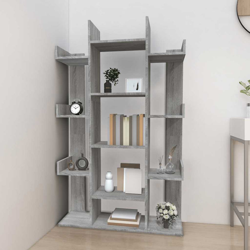 vidaXL szürke sonoma színű szerelt fa könyvszekrény 86 x 25,5 x 140 cm