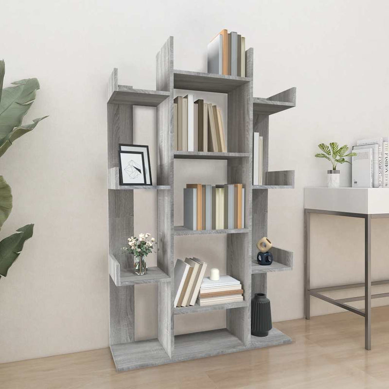 vidaXL szürke sonoma színű szerelt fa könyvszekrény 86 x 25,5 x 140 cm