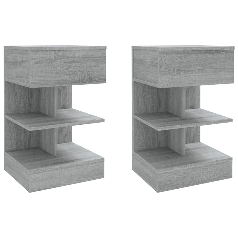 vidaXL 2 db szürke sonoma színű szerelt fa éjjeliszekrény 40x35x65 cm
