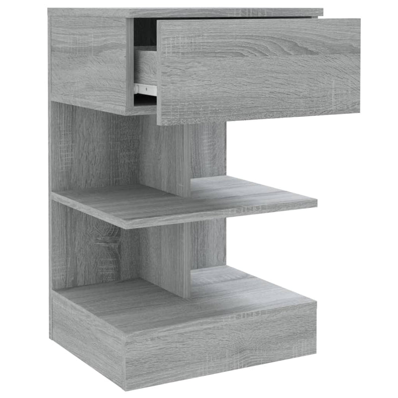 vidaXL 2 db szürke sonoma színű szerelt fa éjjeliszekrény 40x35x65 cm