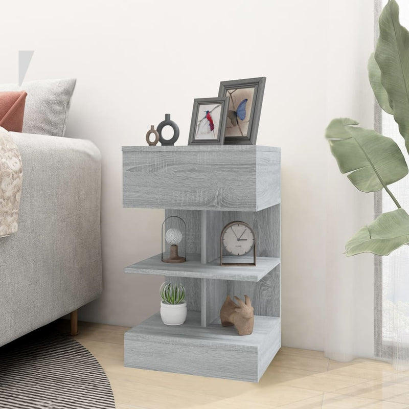 vidaXL 2 db szürke sonoma színű szerelt fa éjjeliszekrény 40x35x65 cm