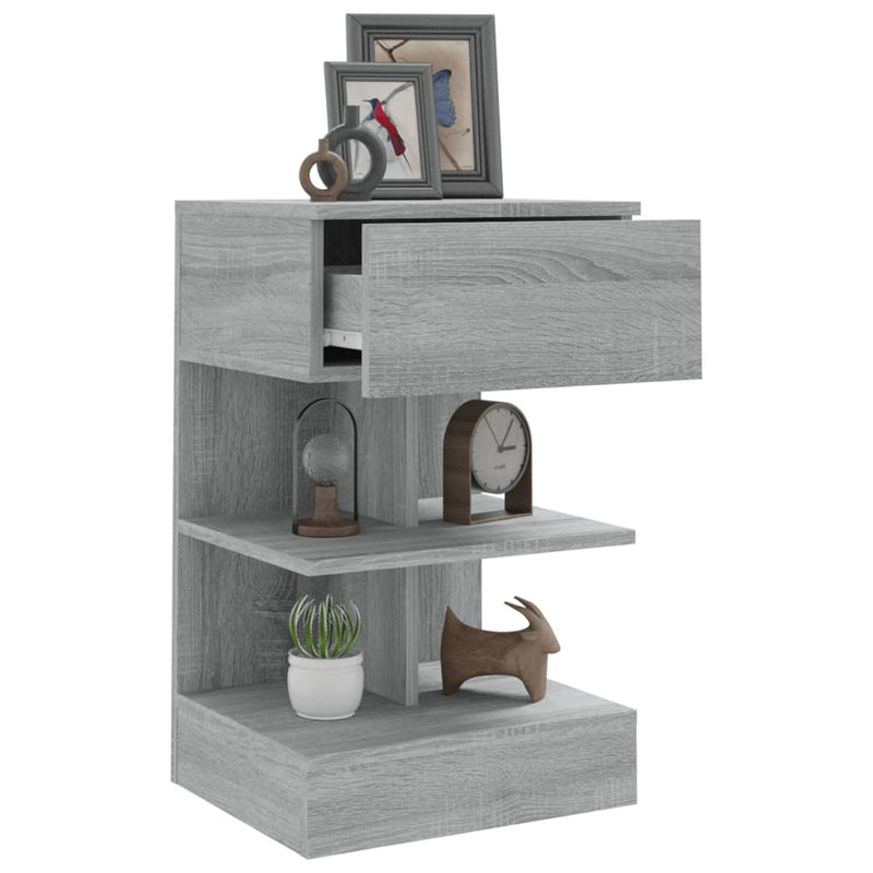 vidaXL 2 db szürke sonoma színű szerelt fa éjjeliszekrény 40x35x65 cm
