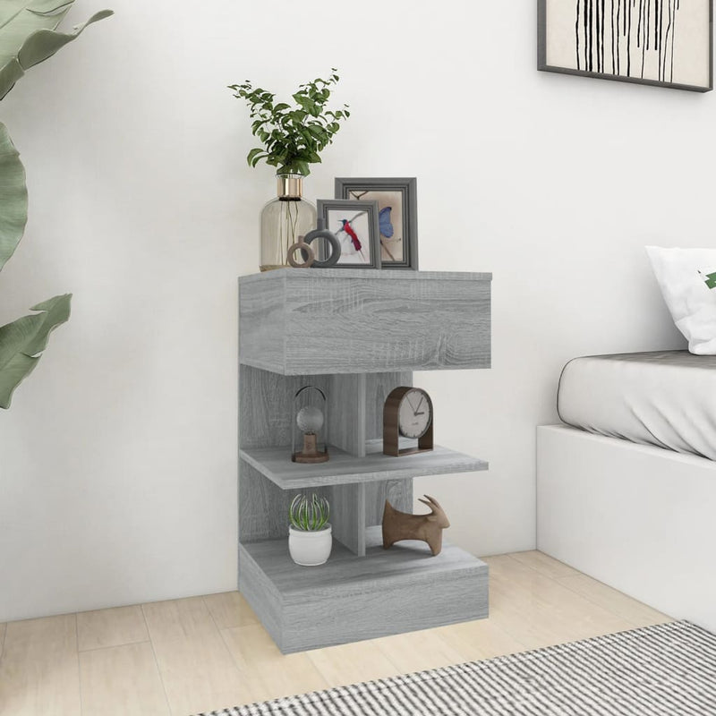 vidaXL 2 db szürke sonoma színű szerelt fa éjjeliszekrény 40x35x65 cm