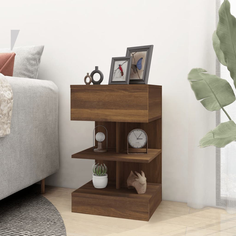 vidaXL 2 db barna tölgy színű szerelt fa éjjeliszekrény 40x35x65 cm