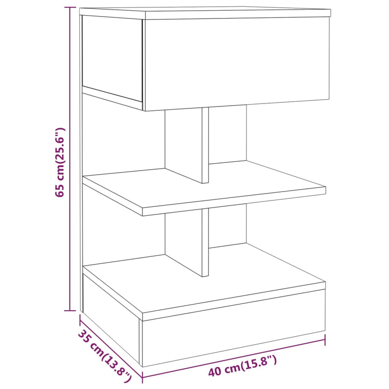 vidaXL 2 db barna tölgy színű szerelt fa éjjeliszekrény 40x35x65 cm