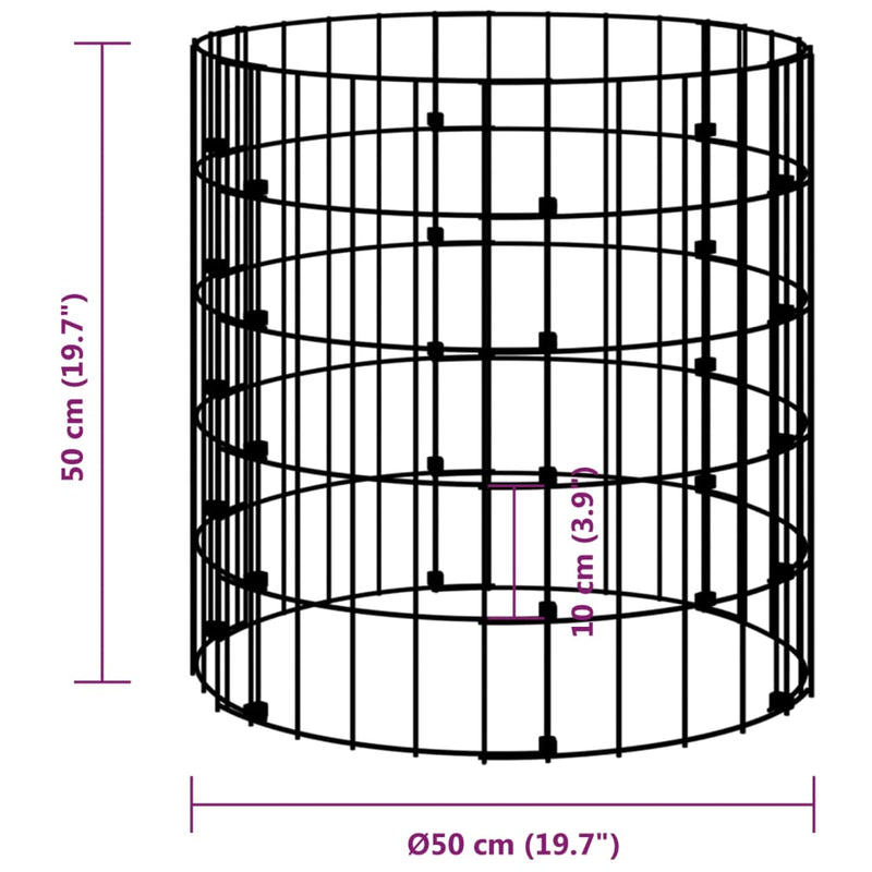 vidaXL kör alakú horganyzott acél gabion oszlop Ø50 x 50 cm