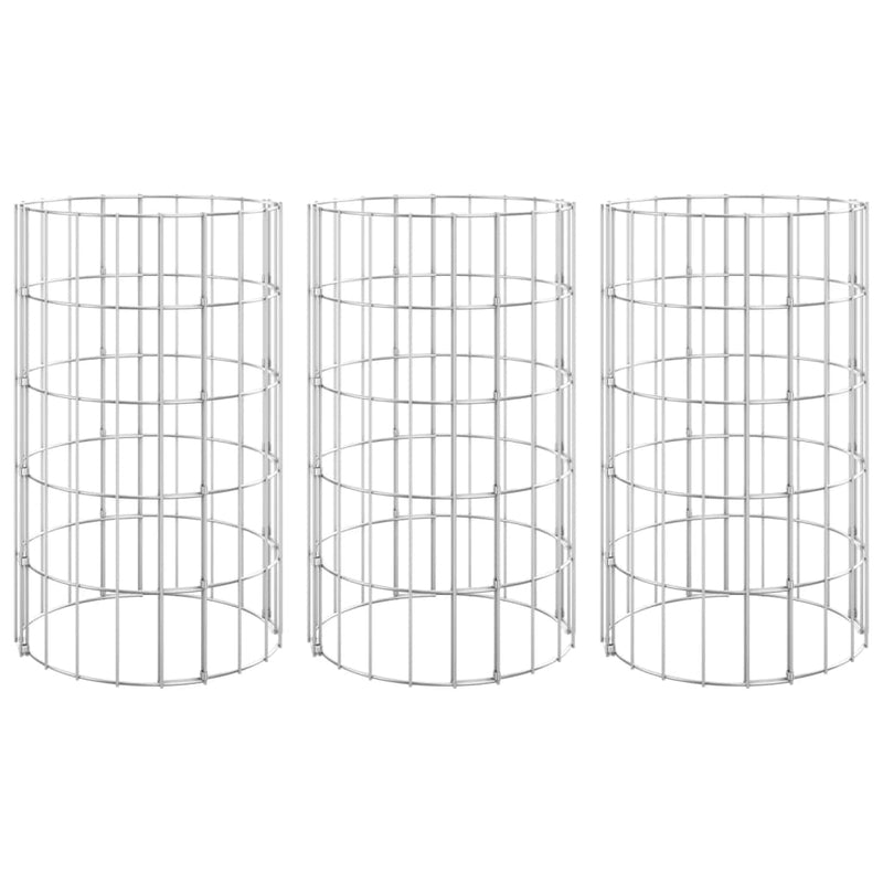 vidaXL 3 db kör alakú horganyzott acél gabion magaságyás Ø30 x 50 cm
