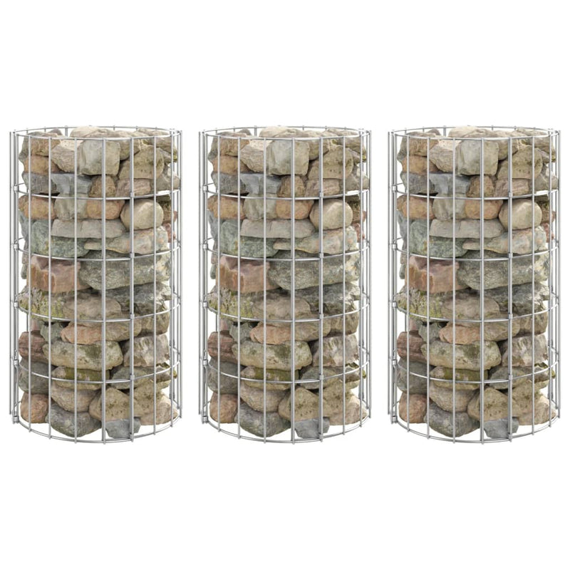 vidaXL 3 db kör alakú horganyzott acél gabion magaságyás Ø30 x 50 cm