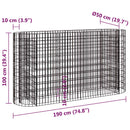 vidaXL horganyzott vas gabion magaságyás 190x50x100 cm