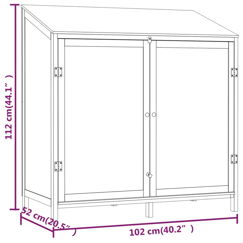 vidaXL fehér tömör fenyőfa kerti fészer 102 x 52 x 112 cm