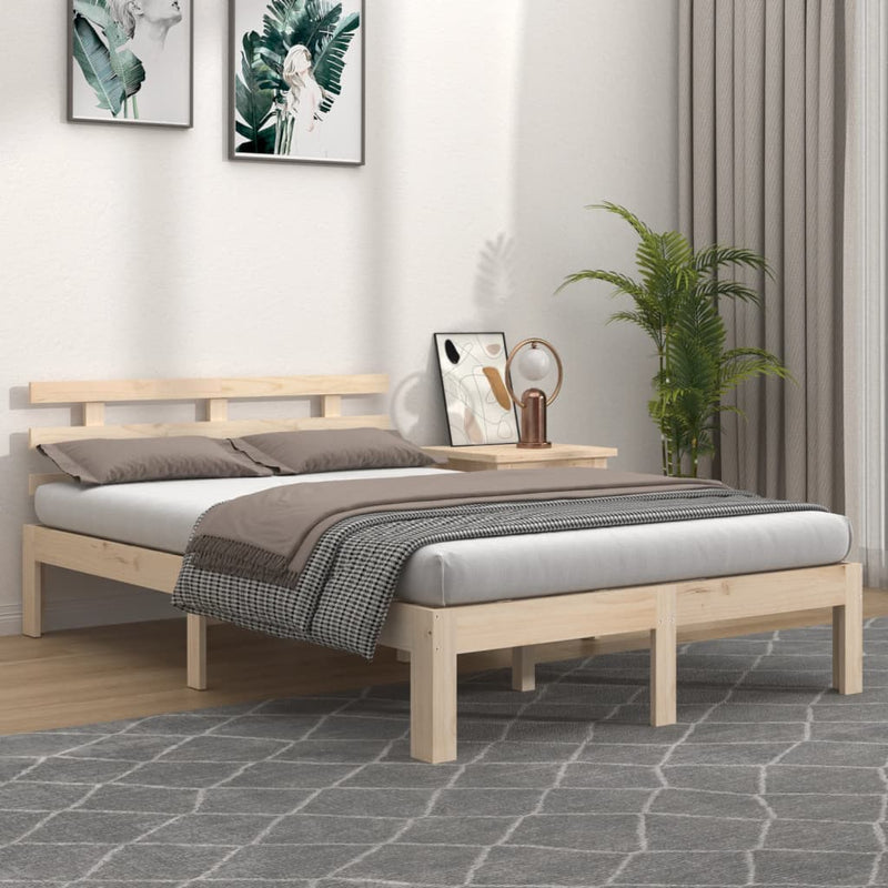 vidaXL Small Double tömör fa ágykeret 120 x 190 cm