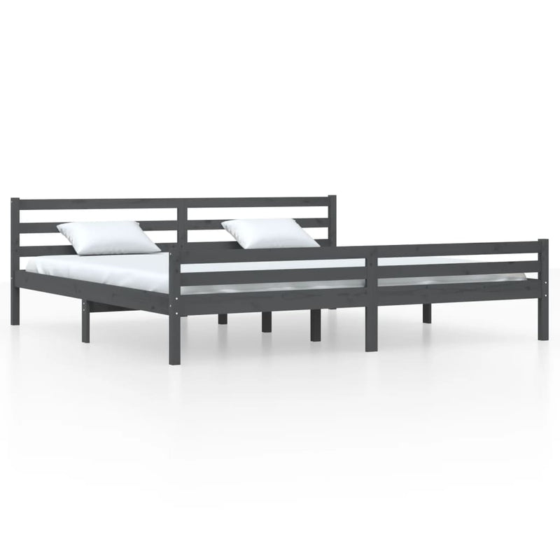 vidaXL szürke tömör fa ágykeret 200x200 cm