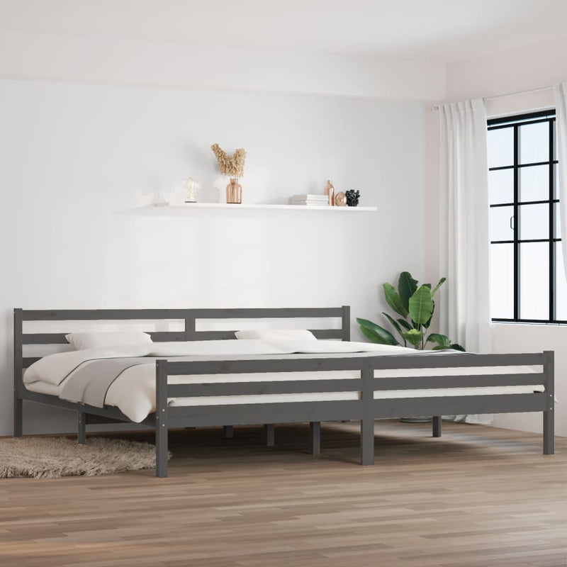 vidaXL szürke tömör fa ágykeret 200x200 cm