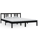 vidaXL King Size fekete tömör fa ágykeret 150 x 200 cm