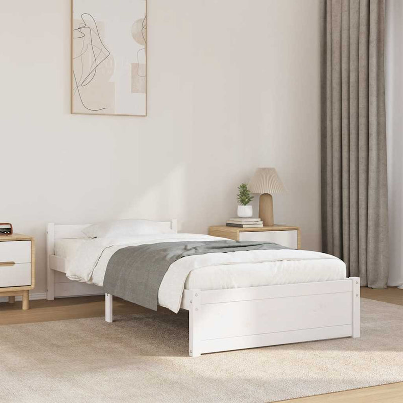 vidaXL Small Single fehér tömör fa ágykeret 75 x 190 cm