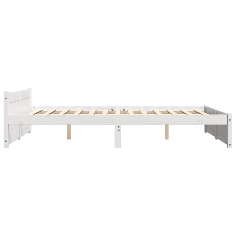 vidaXL Double fehér tömör fa ágykeret 135 x 190 cm