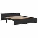 vidaXL Double fekete tömör fa ágykeret 135 x 190 cm
