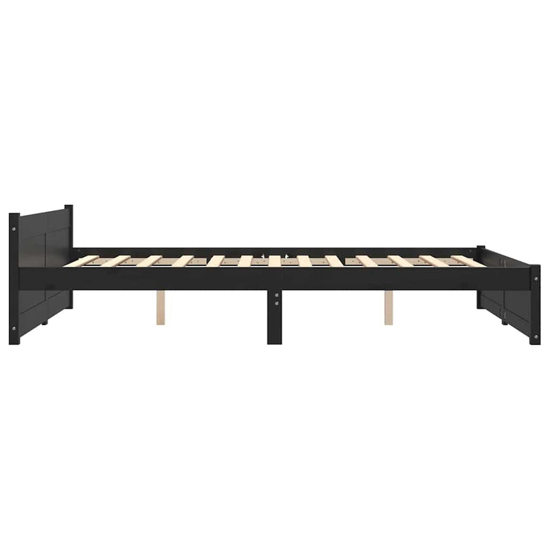 vidaXL King Size fekete tömör fa ágykeret 150 x 200 cm