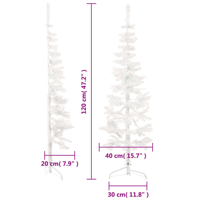 vidaXL fehér vékony fél műkarácsonyfa állvánnyal 120 cm