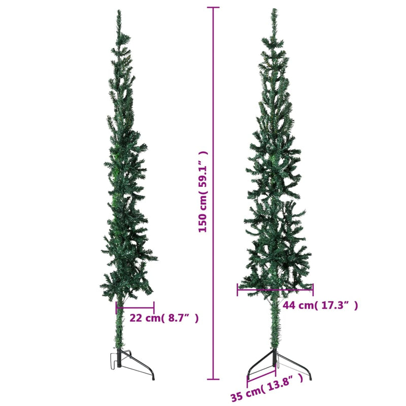 vidaXL zöld vékony fél műkarácsonyfa állvánnyal 150 cm