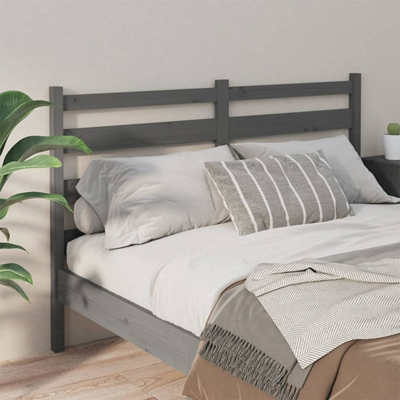 vidaXL szürke tömör fenyőfa ágyfejtámla 126 x 4 x 100 cm