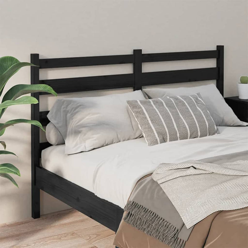 vidaXL fekete tömör fenyőfa ágyfejtámla 126 x 4 x 100 cm