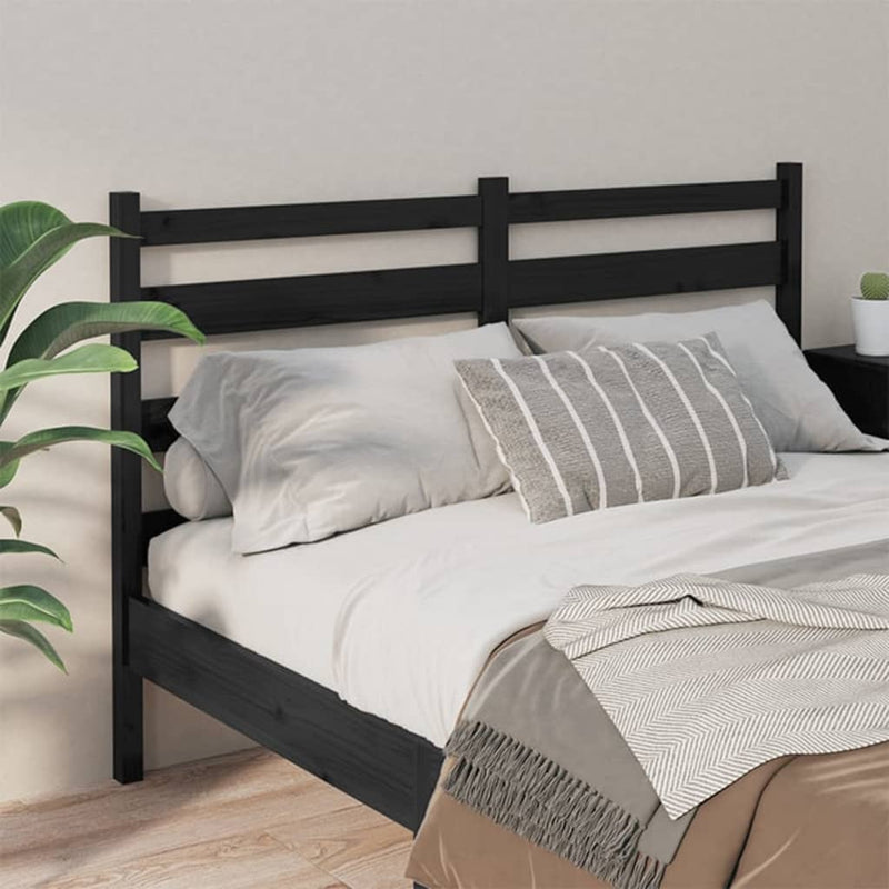vidaXL fekete tömör fenyőfa ágyfejtámla 146 x 4 x 100 cm