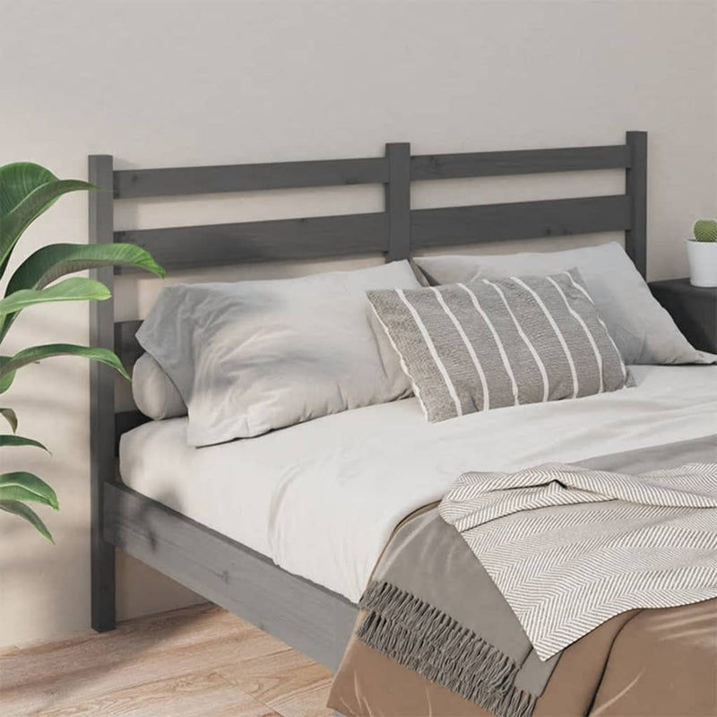 vidaXL szürke tömör fenyőfa ágyfejtámla 156x4x100 cm