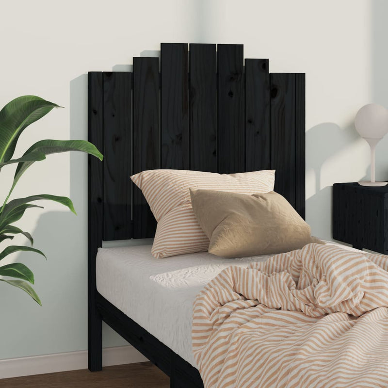 vidaXL fekete tömör fenyőfa ágyfejtámla 81 x 4 x 110 cm